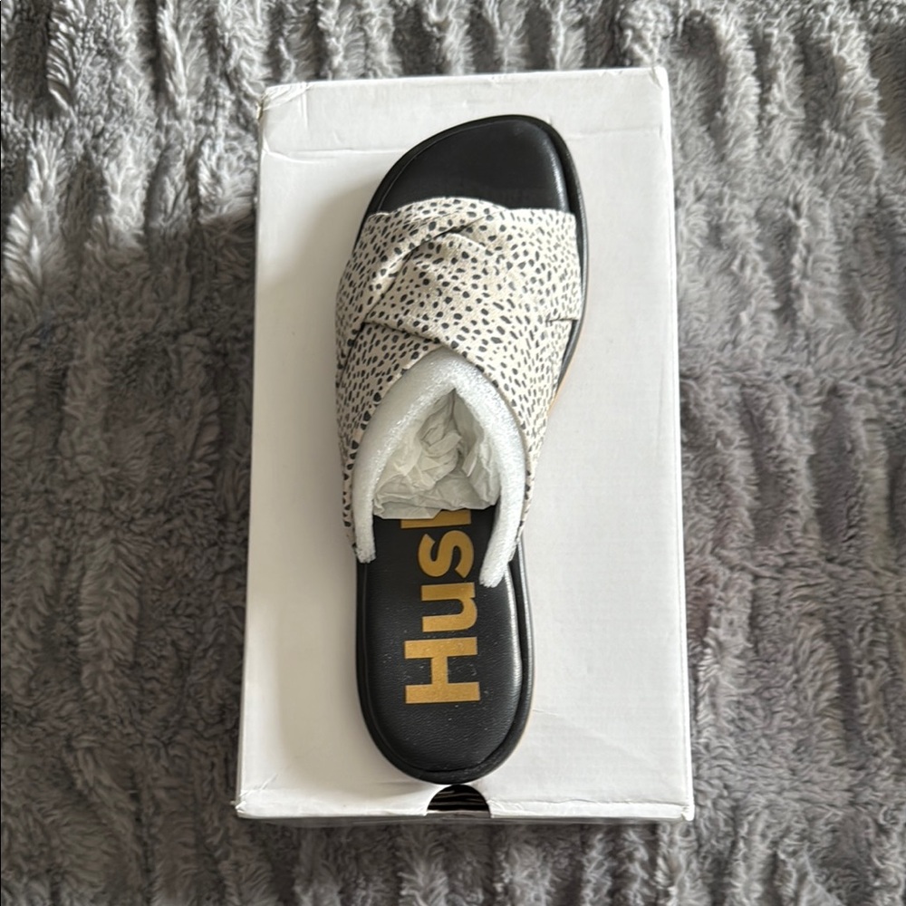 Hush Puppies Emily Slide in Snow Leopard Suede